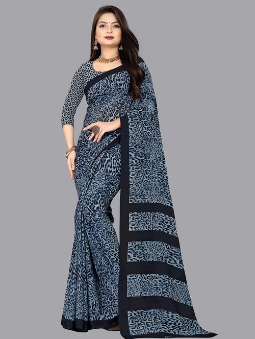 women grey printed saree with blouse - 21480816 - Very Small Image - 1