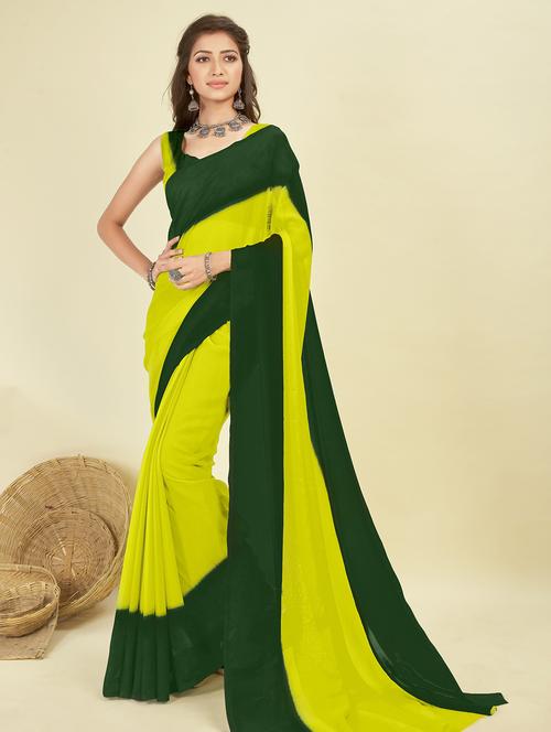 women solid green saree with blouse - 21480822 - Very Small Image - 1