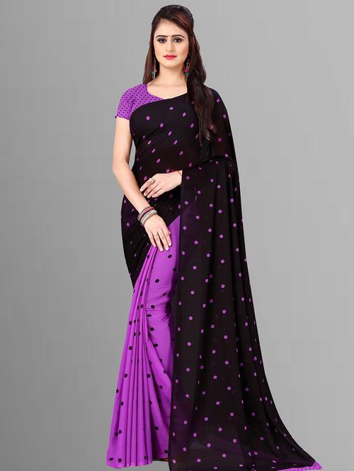 women polka dots  casual wear saree with blouse - 21480826 - Very Small Image - 1