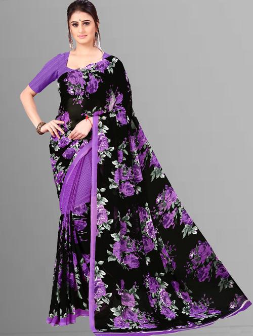 women casual wear georgette saree with blouse - 21480835 - Very Small Image - 1