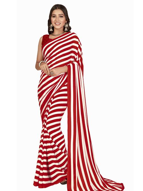 women red printed saree with blouse - 21480845 - Very Small Image - 1