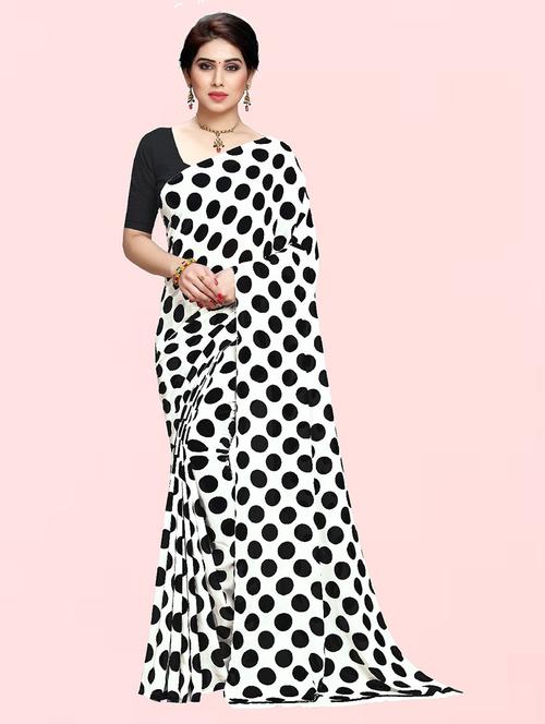 women polka dots casual wear saree with blouse - 21480849 - Very Small Image - 1