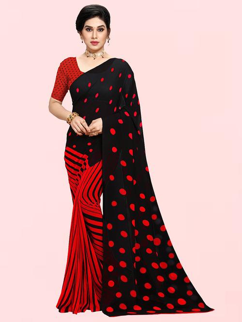 women polka dots casual wear saree with blouse - 21480869 - Very Small Image - 1