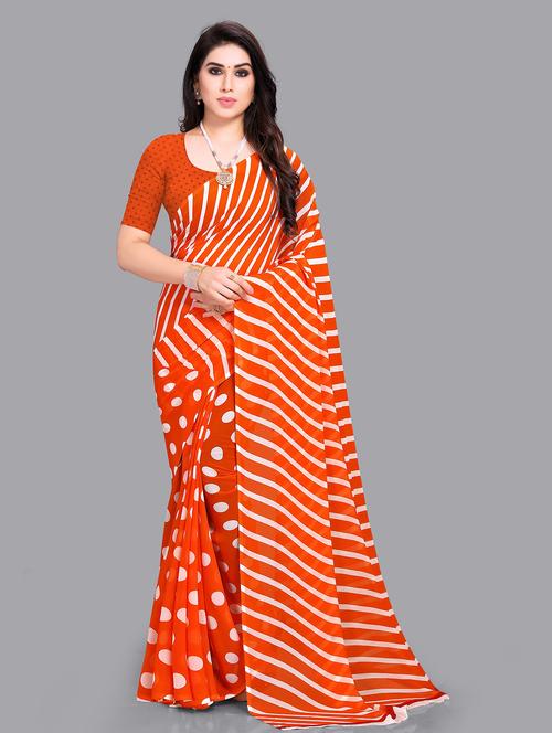 women orange printed saree - 21480890 - Very Small Image - 1