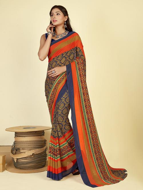 women printed casual wear saree with blouse - 21480953 - Very Small Image - 1