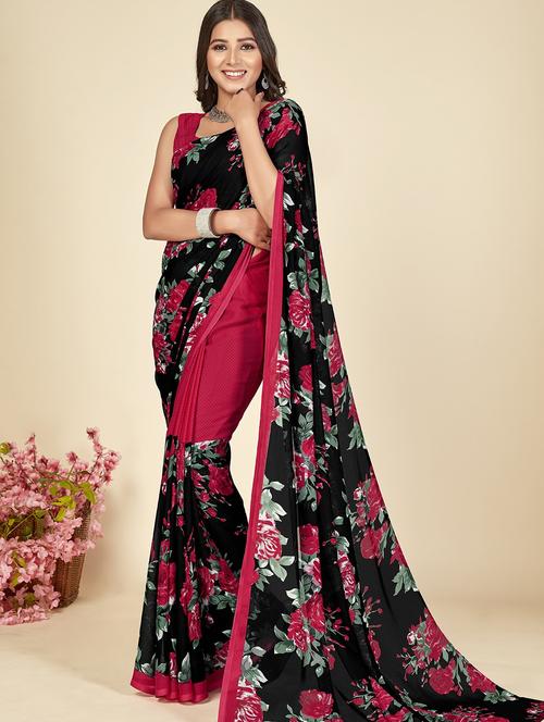 women printed casual wear sarees with blouse - 21480955 - Very Small Image - 1