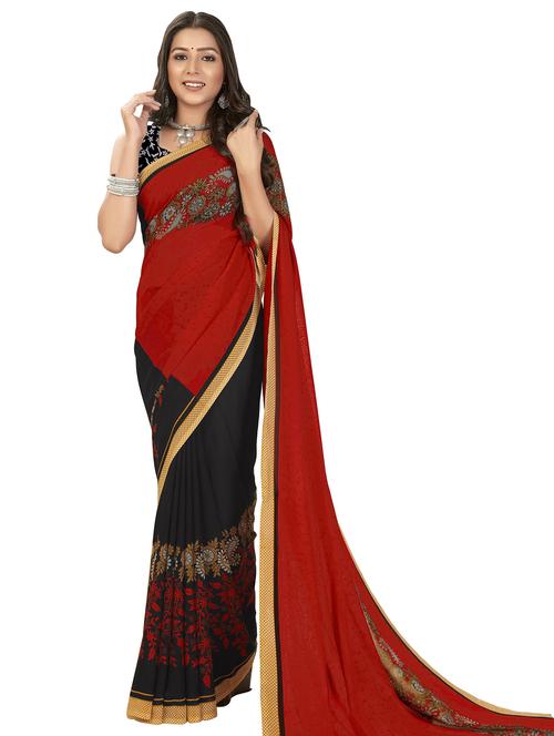 women casual wear georgette saree with blouse - 21480956 - Very Small Image - 1