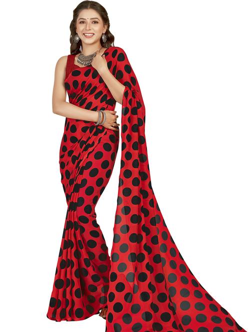 women polka dots casual wear saree with blouse - 21480975 - Very Small Image - 1