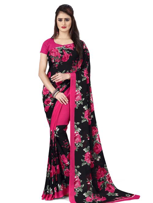 women pink printed saree with blouse - 21480993 - Very Small Image - 1
