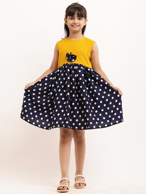 girl yellow printed frock - 21481101 - Very Small Image - 1