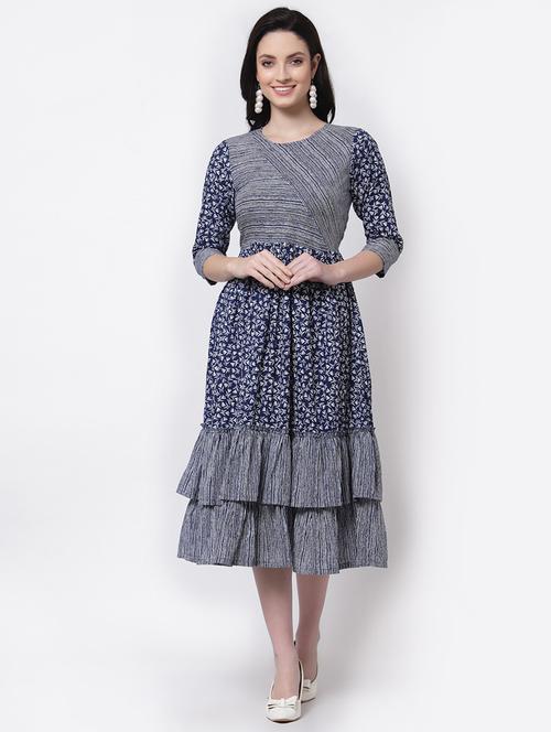 blue printed layered dress - 21481441 - Very Small Image - 1