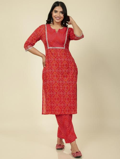 women red kurta pant set - 21482352 - Very Small Image - 1