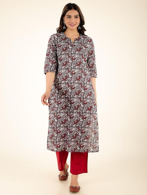 women grey kurta pant set - 21482380 - Very Small Image - 1