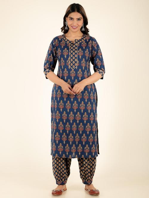 women navy blue kurta salwar set - 21482384 - Very Small Image - 1