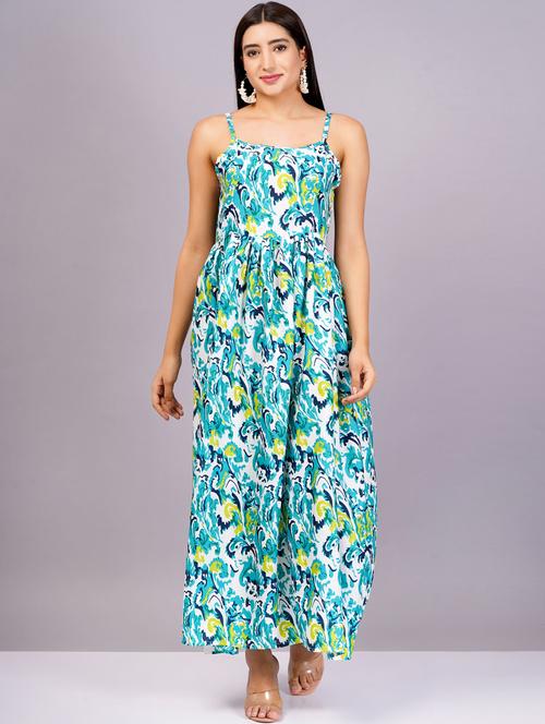 light blue printed gown dress - 21482451 - Very Small Image - 1