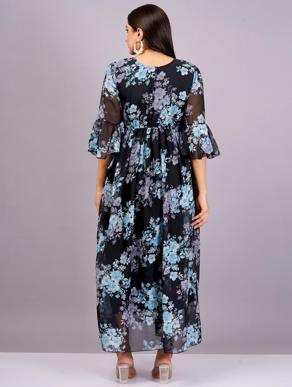 women black georgette fit & flare dress - 21482588 - Zoom Image - 2