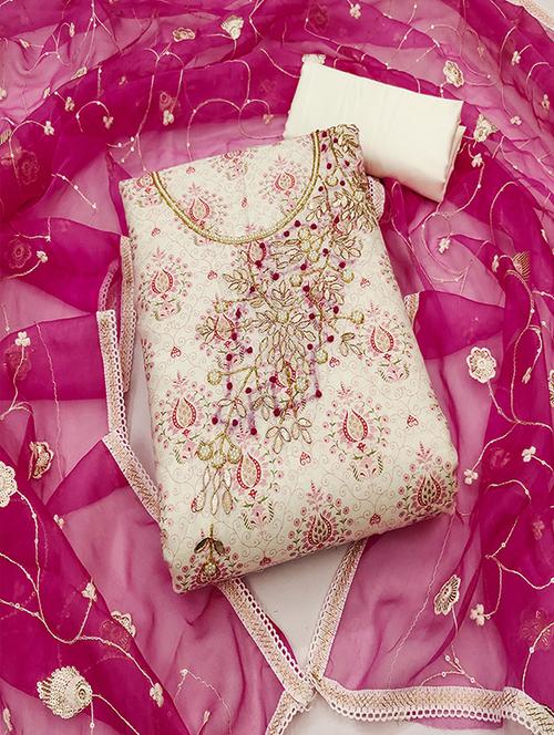 women embroidered unstitched suit set - 21482999 - Very Small Image - 1