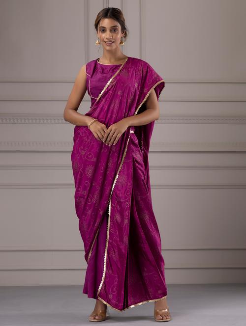 women purple embellished saree with blouse - 21483135 - Very Small Image - 1