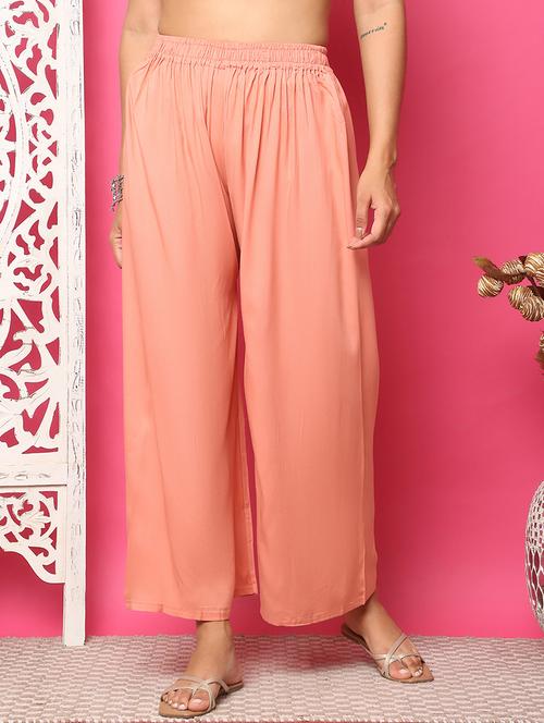 women solid rayon straight palazzo - 21483492 - Very Small Image - 1