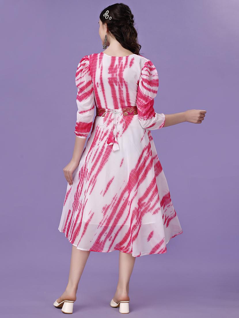 women white georgette fit & flare dress - 21483595 - Zoom Image - 3