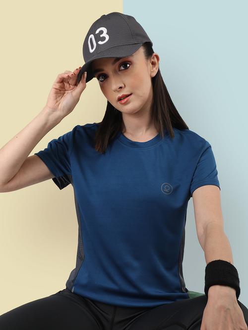 women blue polyester regular t-shirt - 21483956 - Very Small Image - 1