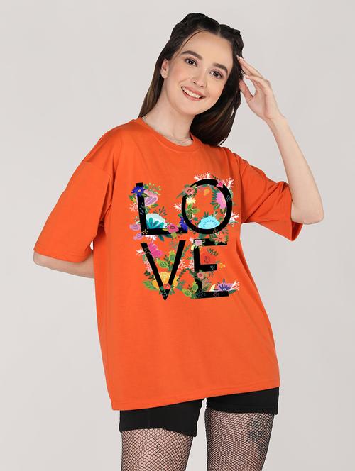 women round neck typographic oversized t-shirt - 21484042 - Very Small Image - 1