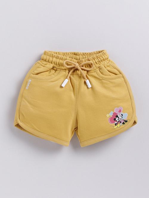 kids mustard cotton shorts - 21484442 - Very Small Image - 1