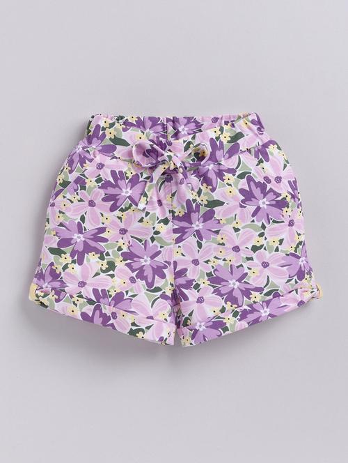 kids purple printed cotton shorts  - 21484495 - Very Small Image - 1