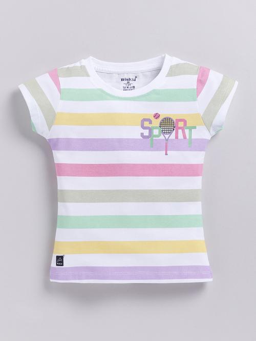 girls round neck striped tees - 21484515 - Very Small Image - 1