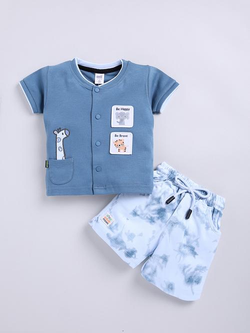 kids blue cotton shorts set  - 21484560 - Very Small Image - 1