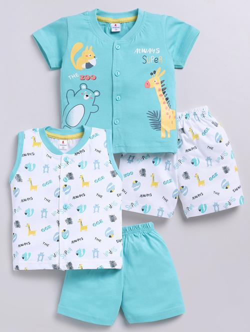 set of 2 kids sea green cotton shorts set  - 21484583 - Very Small Image - 1