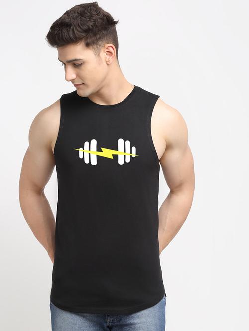 men printed round neck sleeveless vest - 21484919 - Very Small Image - 1