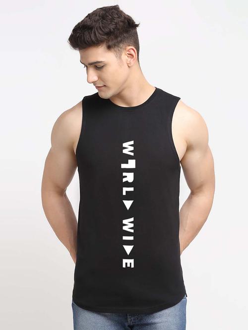 men printed round neck sleeveless vest - 21484921 - Very Small Image - 1