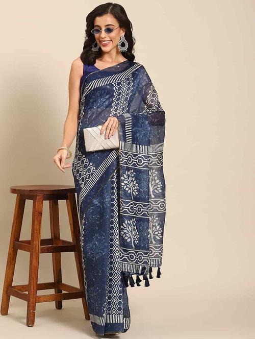 women printed saree with blouse - 21485419 - Very Small Image - 1