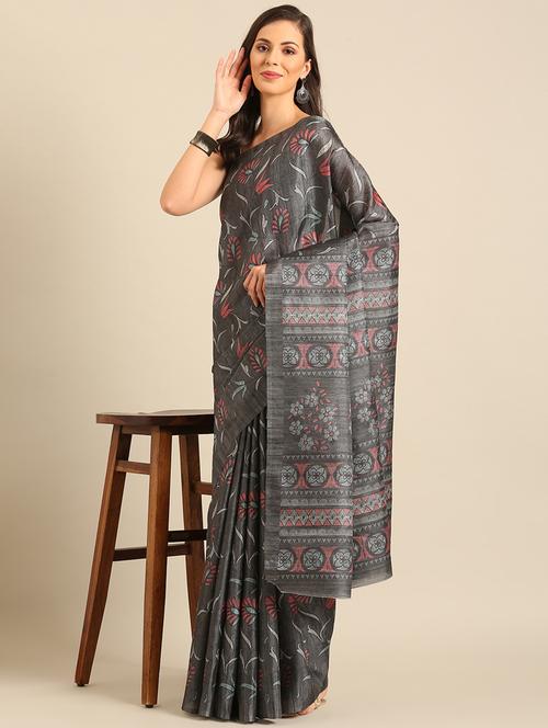 women printed saree with blouse - 21486260 - Very Small Image - 1