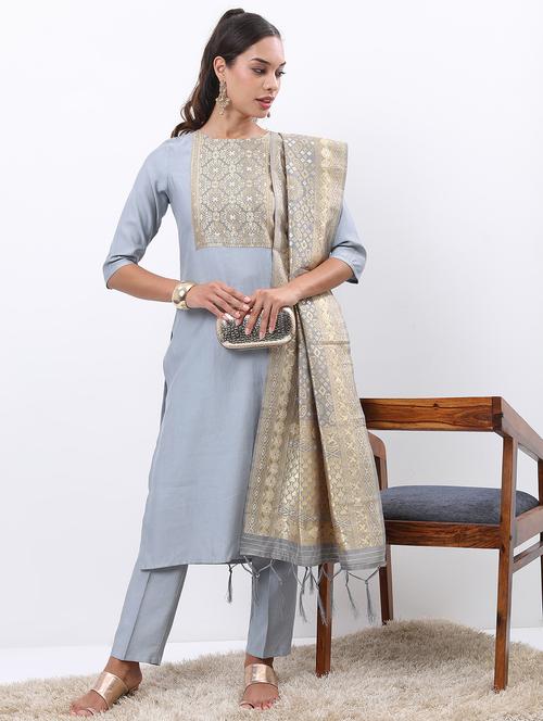 women self design kurta pant set with dupatta - 21486542 - Very Small Image - 1
