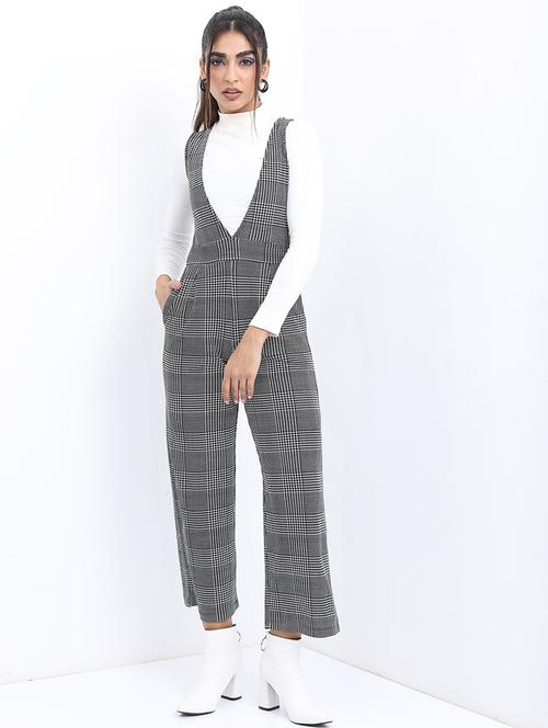 women grey cotton blend full leg jumpsuit - 21486564 - Very Small Image - 1