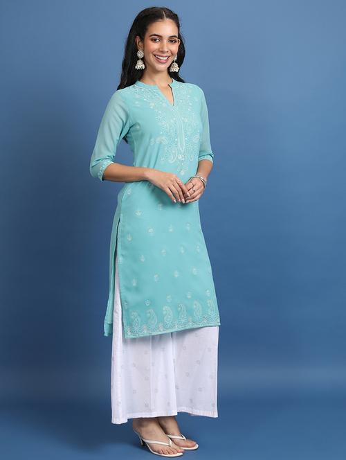 women three quarter sleeve printed a-line kurta - 21486621 - Very Small Image - 1