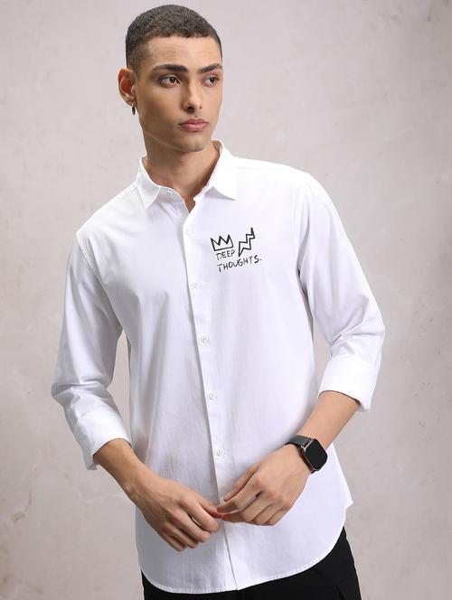 men collared typographic printed casual shirt - 21486712 - Very Small Image - 1