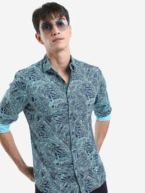 men blue collared neck casual shirts - 21486881 - Very Small Image - 1