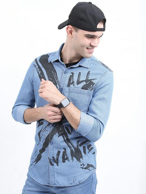 men light blue collared neck casual shirts - 21486915 - Very Small Image - 1