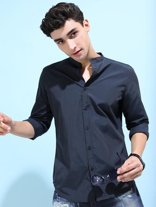 men solid long sleeve casual shirt - 21487066 - Very Small Image - 1