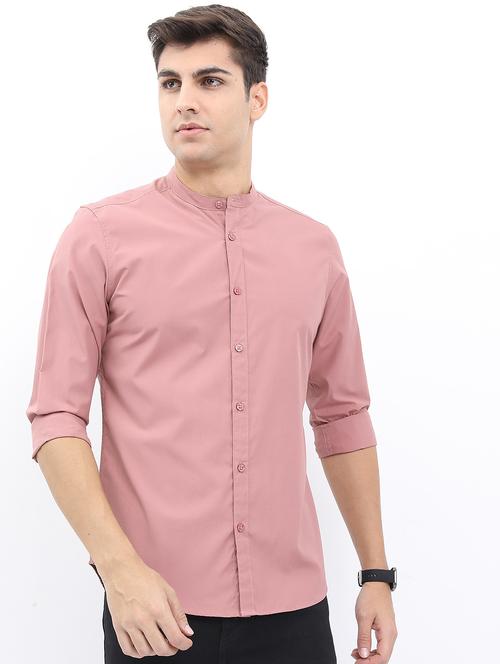 men mandarin neck solid casual shirt - 21487078 - Very Small Image - 1