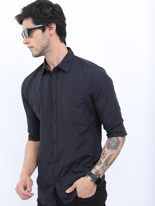 men solid collared casual wear shirt - 21487089 - Very Small Image - 1