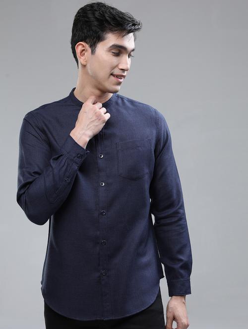 men mandarin neck solid casual shirt - 21487097 - Very Small Image - 1