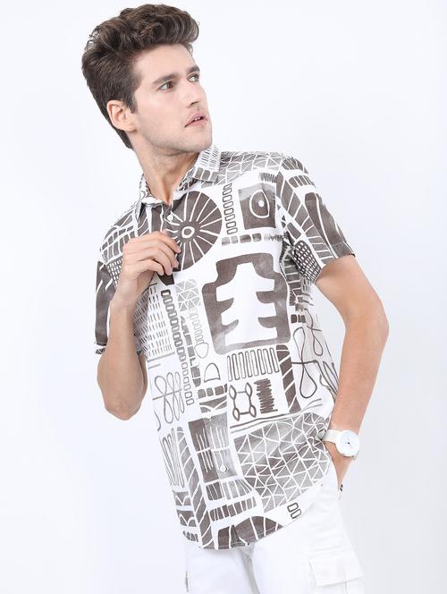 men collared printed casual shirt - 21487143 - Very Small Image - 1