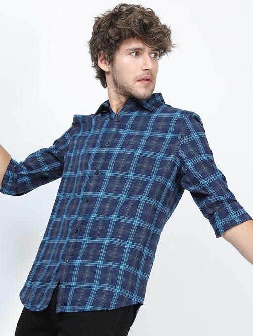 men long sleeved checkered casual shirt - 21487382 - Very Small Image - 1