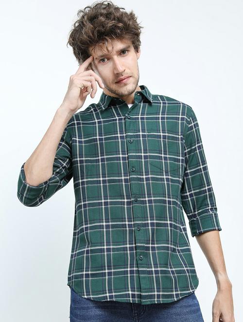 men long sleeved checkered casual shirt - 21487394 - Very Small Image - 1