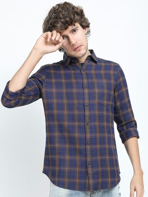 men long sleeved checkered casual shirt - 21487400 - Very Small Image - 1
