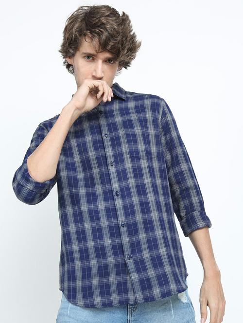 men long sleeved checkered casual shirt - 21487404 - Very Small Image - 1